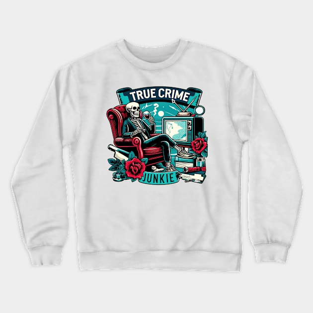 True Crime Junkie Funny Murderino Crime Lover Crewneck Sweatshirt by Visual Vibes